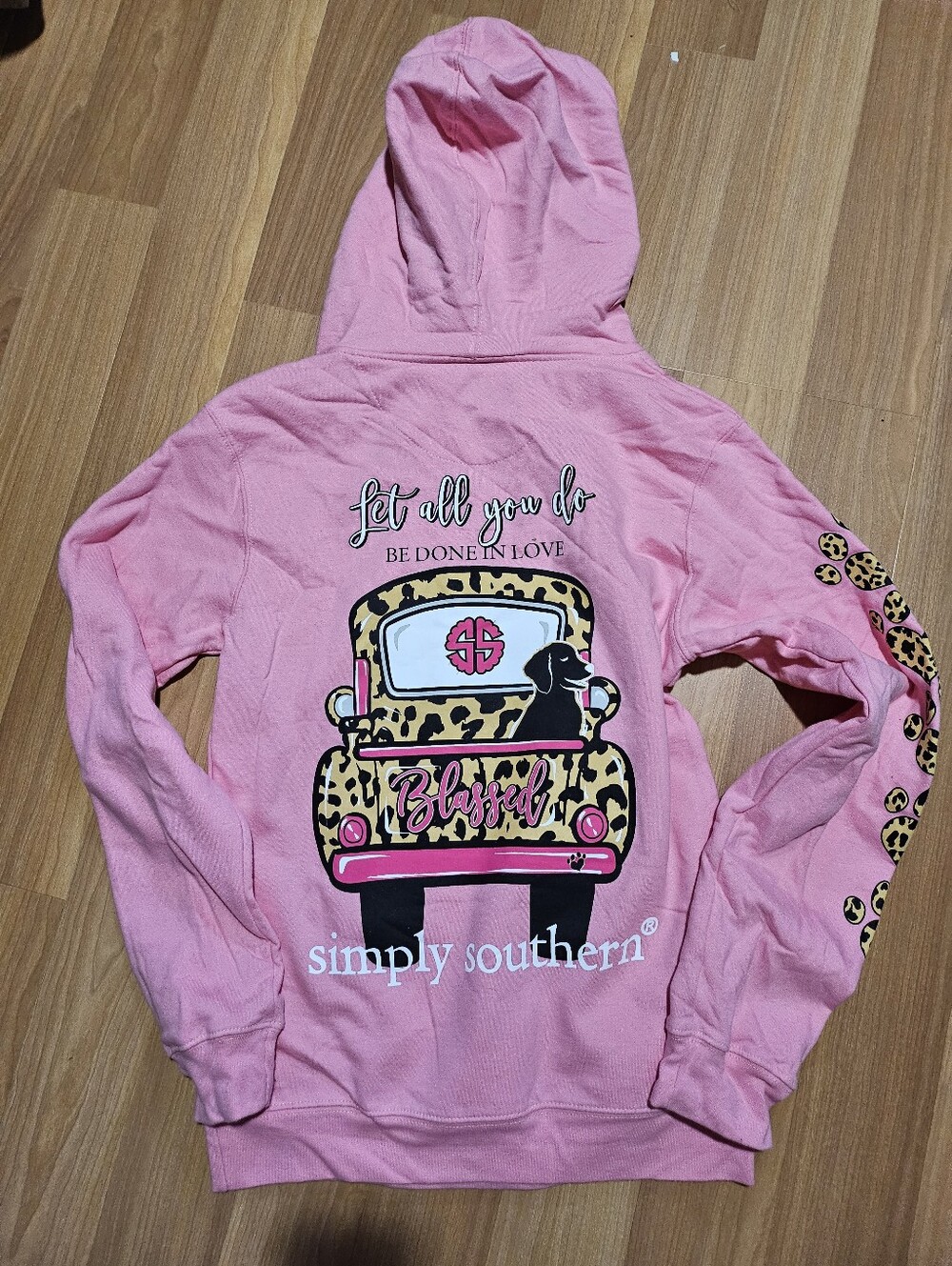 Pink Graphic Hoodie with Leopard Backpack Print